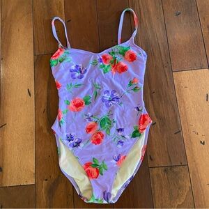 La Blanca Lavender Floral One-Piece Bathing Suit - Size 10!